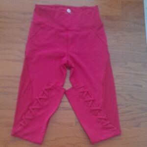 Pink Leggings with Criss-Cross Lattice Detail